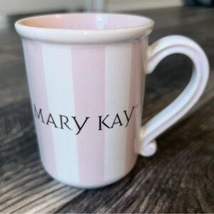 Mary Kay Pink And White Striped Ceramic Coffee Mug Vintage